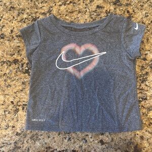 Nike Gray Short Sleeve Tee with Heart & White Swoosh
